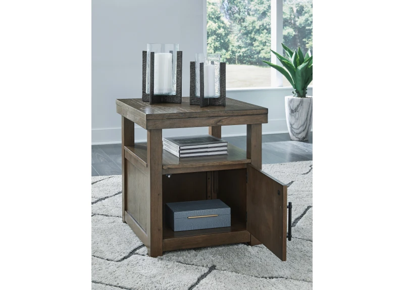 Solid Wooden Rectangular Side Table with 2 Shelves - Benolong