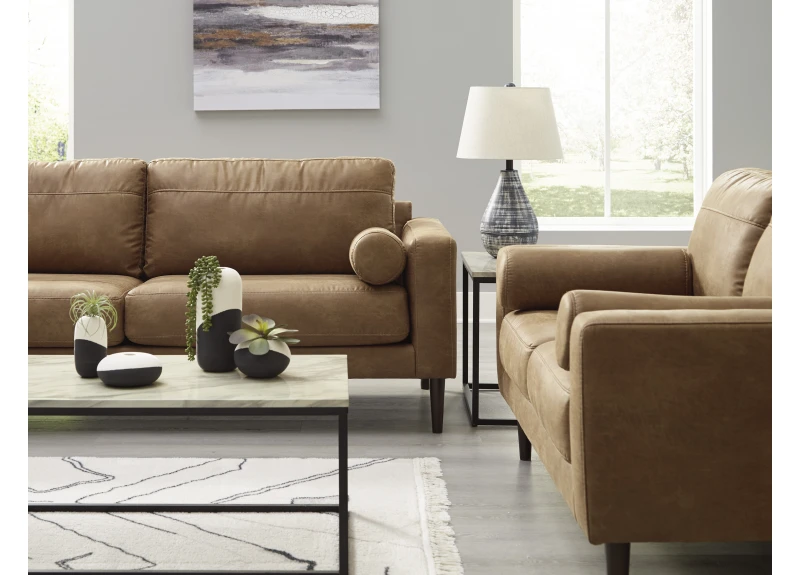 Faux Leather Sofa Set (Armchair + 2 Seater + 3 Seater) with Accent Legs - Tullera