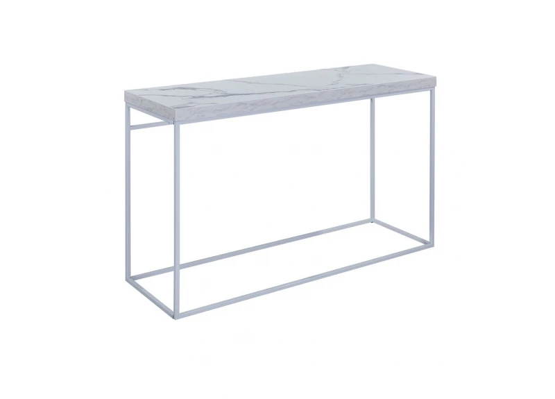 Rectangular Wooden Console Table with Metal Legs in Oak/ Marble White Colour - Cathy