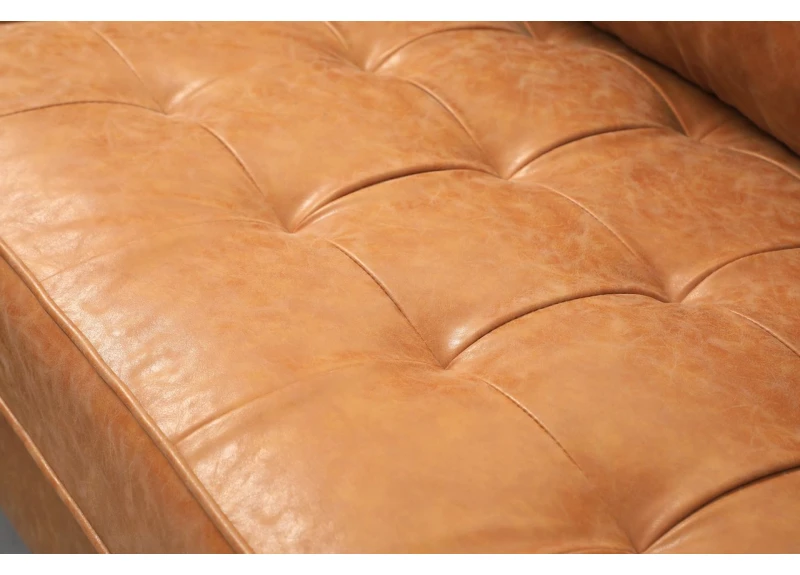 Brown Scandinavian Style Faux Leather 2.5 Seater with Tufted - Canberra