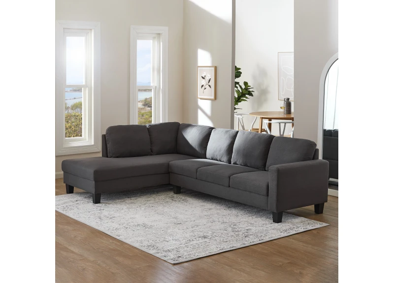 4 Seater L-Shaped Modular Fabric Lounge Suite with Chaise - Eastwood 