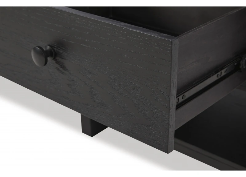 Black Wooden Rectangular Side Table with Drawer in Classic Style - Laglan