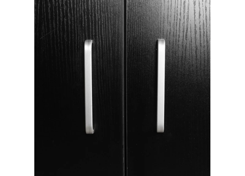 Black/ White 3 Door Mirrored with 5 Shelves Wardrobe - Sunbury