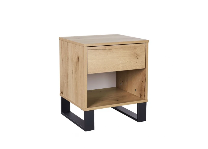Wooden/ Timber Contemporary Bedside Table in Natural Oak Colour - Coogee