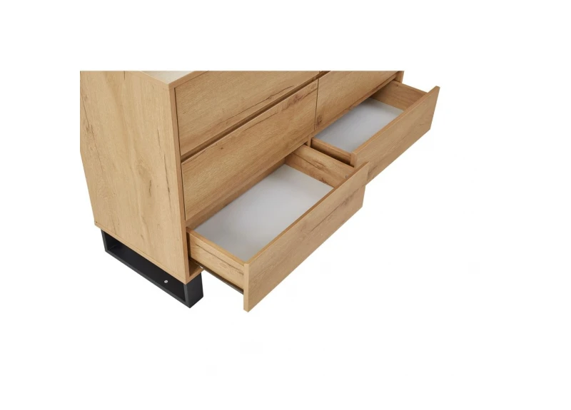 Wooden/ Timber Contemporary Tallboy with 4 Drawers in Natural Oak Colour - Coogee