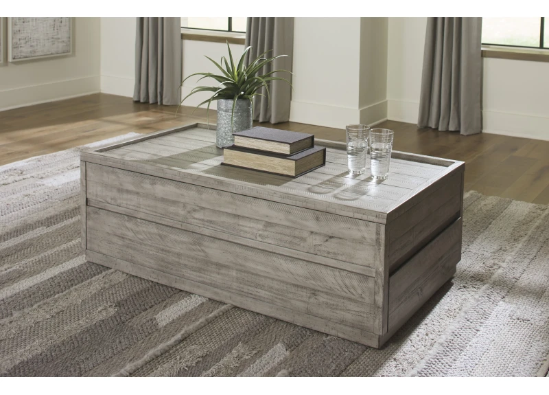 Wooden Rectangular Lift Top Coffee Table with Storages in Urban Style - Jamieson