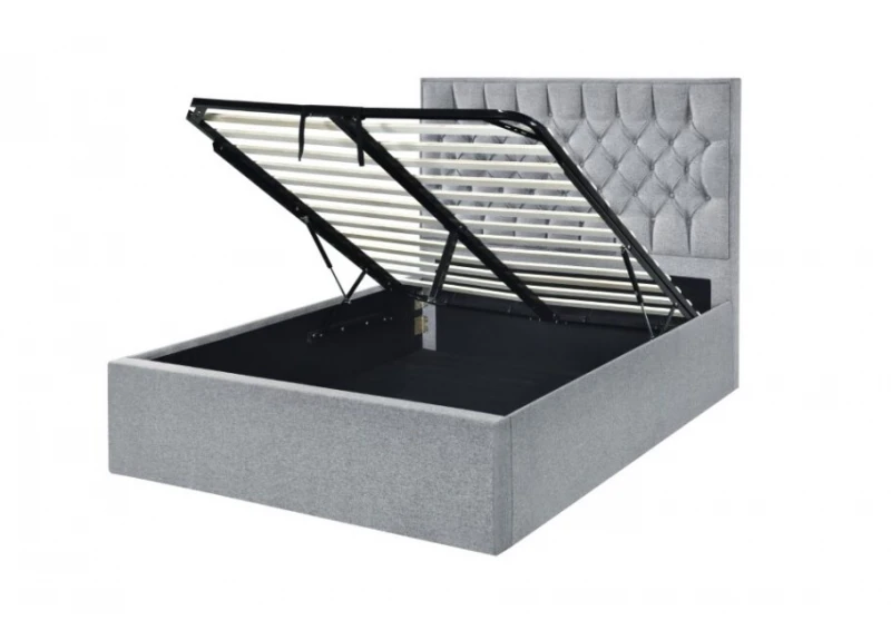 Queen Size Fabric Gas Lift Bed with Diamond Pattern - Weston
