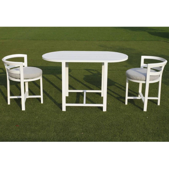 Oval Aluminium White Outdoor Table with 2 Chairs - Lambeth