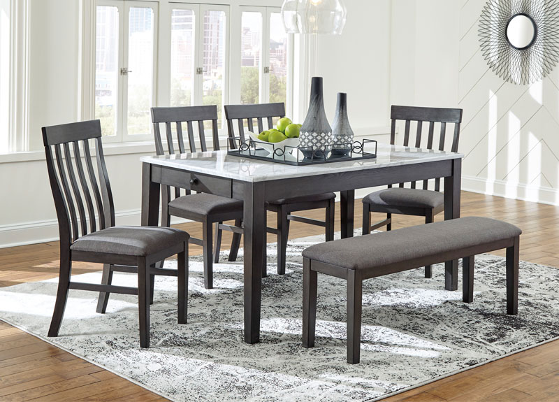 Beatie Wooden Rectangular Dining Table, Dining Room Table 4 Chairs And Bench