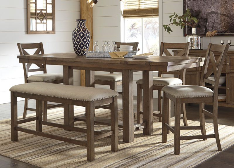 Starling Rectangular Dining Table Set, Casual Dining Room Sets With Bench
