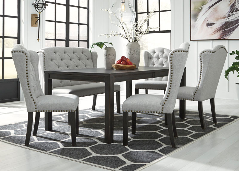 Wattle Rectangular Dining Table With 4, Dining Room Table Chairs And Bench