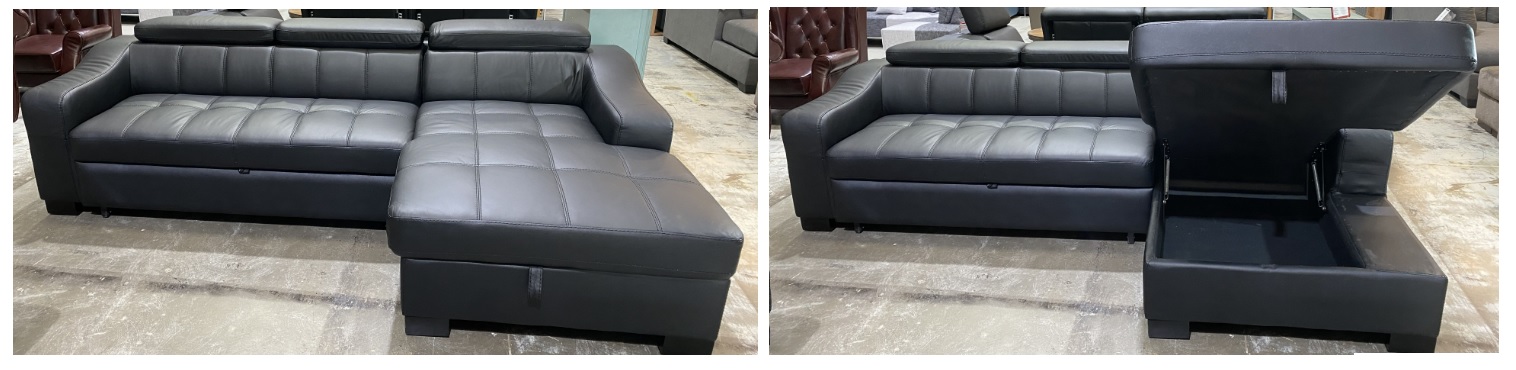 leather sofa bed with storage