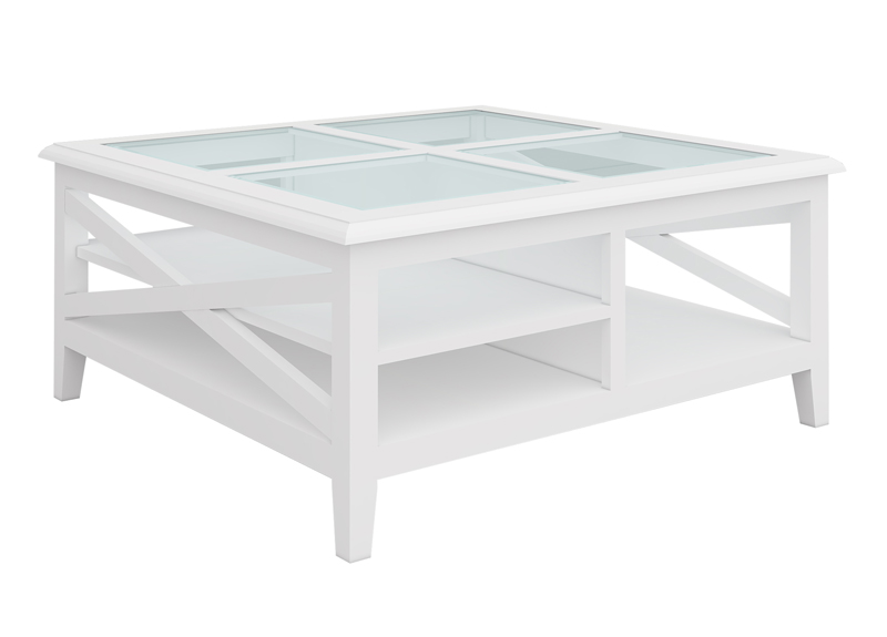 Wooden Square Coffee Table White With, White Coffee Table With Glass Top Storage