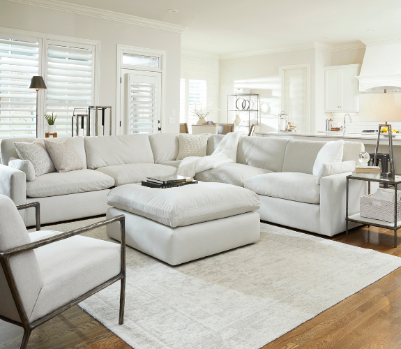 Sagging Resistant 5 Seater Modular Sofa in Fabric with Reversible Cushions - Beldon