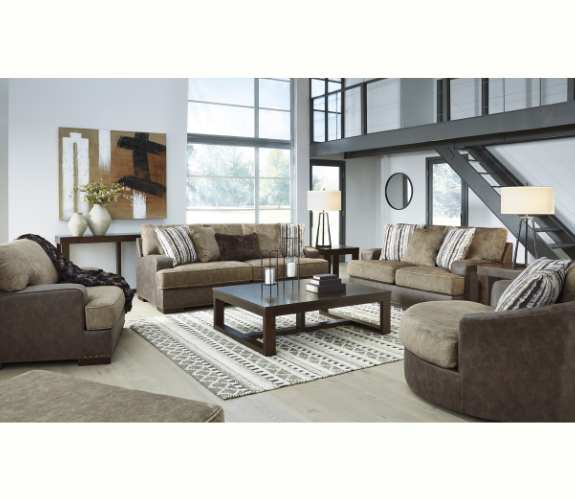 3 Seater Lounge in Two Tone Faux Leather - Findon