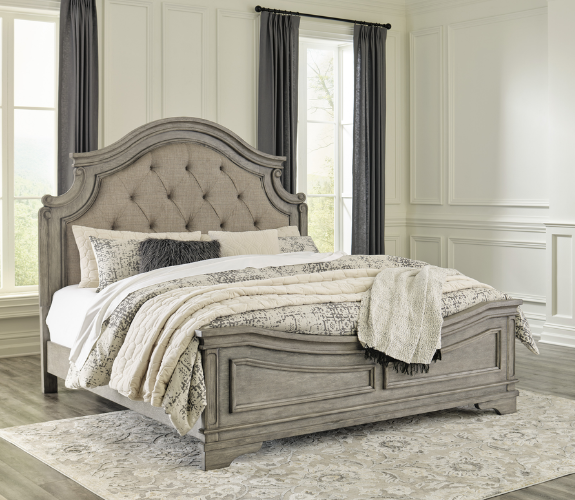 King Size Wooden Bed Frame with Upholstered Bed Head - Panuara