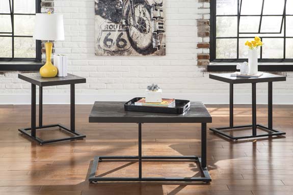 Teresa Small Wooden Coffee Table with Nested Stools 