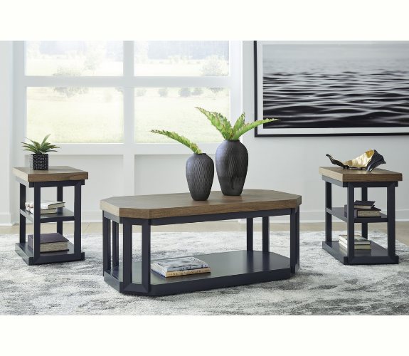 3 Piece Wooden Coffee with Caster & Side Table Set - Miami