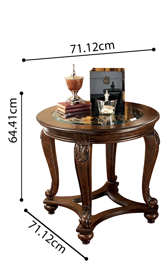 Brookfield Round Wooden Glass Top Side, Ashley Furniture Brookfield Round End Table
