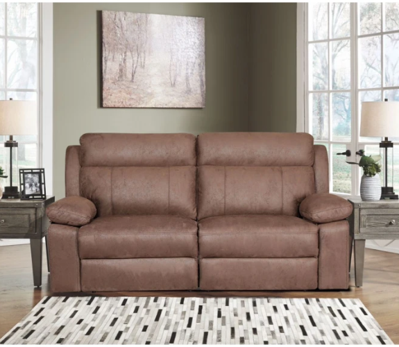 3 Seater Manual Recliner Fabric Sofa in Brown Color - Glenora