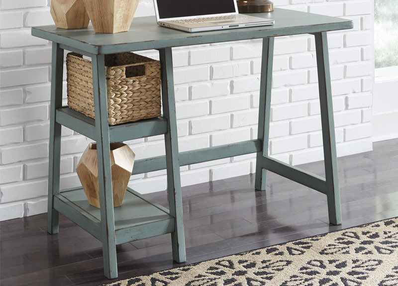 Home Office Desk with Small Shelves Blue Sandridge