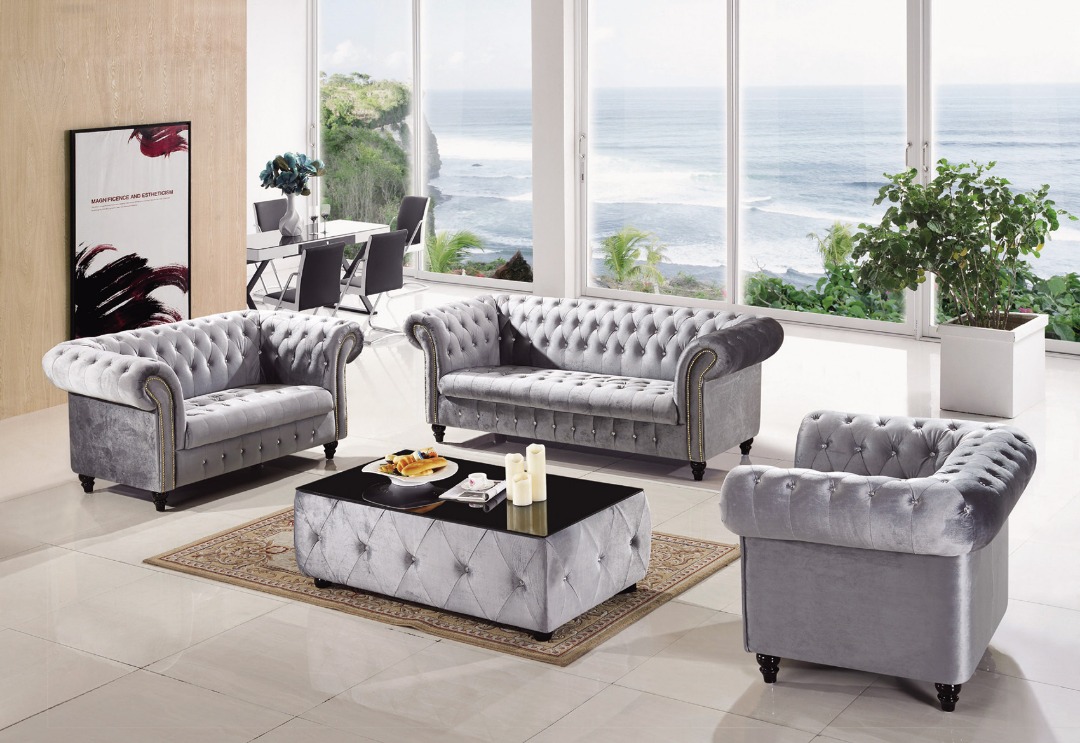 Yallambie Chesterfield Style Fabric 2 Seater Sofa
