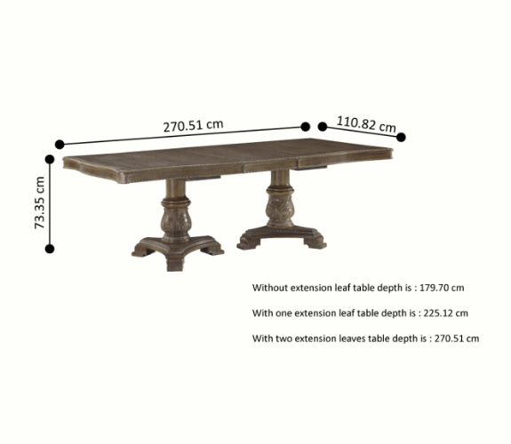 Uki Wooden Extensible Rectangular Dining Table (6 to 10 Seaters)