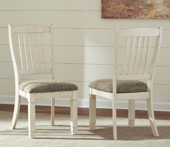 Fabric Upholstered Wooden White Dining Chair - Watsonia
