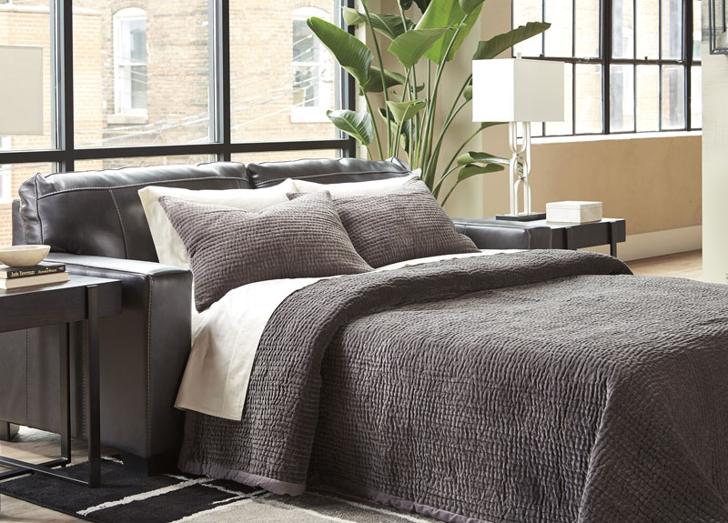 Sleeper Grey Sofa Bed Coburg, Genuine Leather Bed Sofa