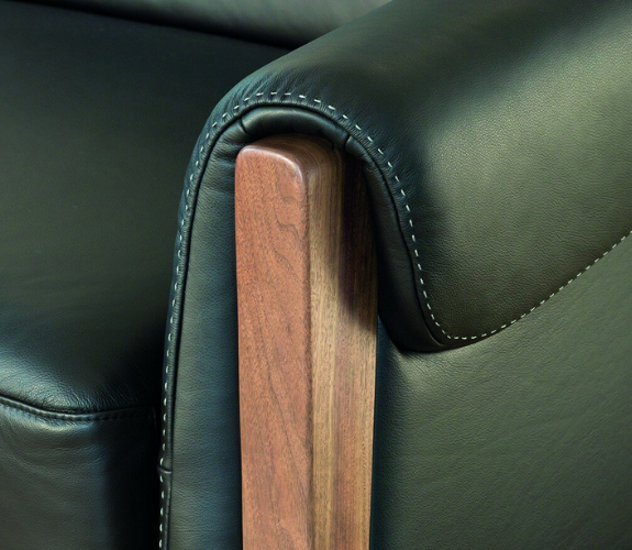 Fabric/Leather Armchair with American Walnut Wood Legs - Maestro