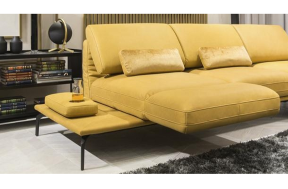 3 Seater Leather/Fabric Sofa With Chaise, Retractable Armrest and Adjustable Headrest - Libretto