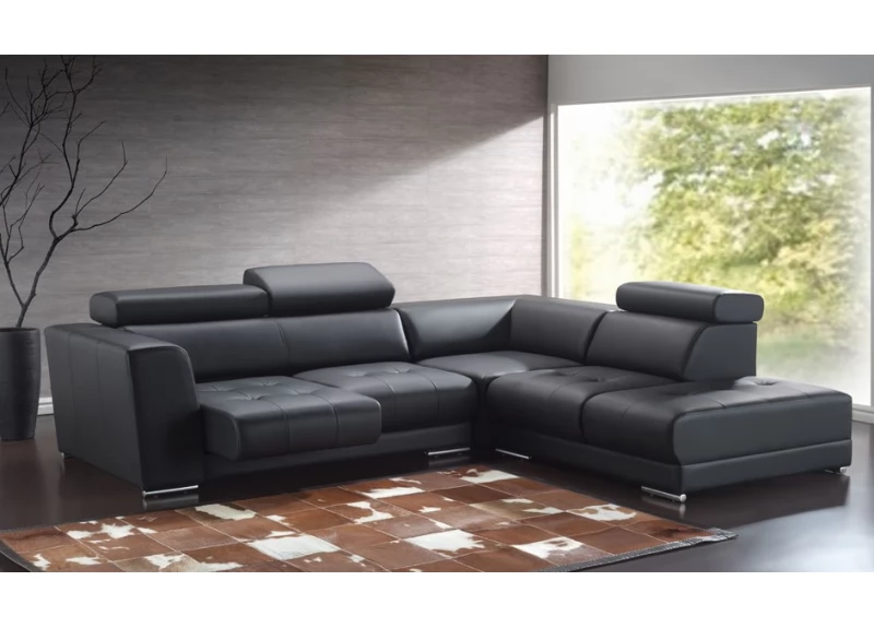 Charlotte 3 Seater Brown Full Leather Corner Lounge Suite with an Extensible Seat and Adjustable Headrest  - Floor Stock